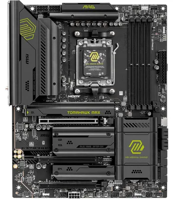 Obrázek produktu pro MSI MAG B850 TOMAHAWK MAX WIFI - Základní deska - ATX - Socket AM5 - čipová sada AMD B850 - USB-C 3.2 Gen 2x2, USB-C 3.2 Gen2, USB 3.2 Gen 1, USB 3.2 Gen 2 - 5 Gigabit Ethernet, Wi-Fi 7, Bluetooth - Integrovaná grafika (vyžaduje CPU)