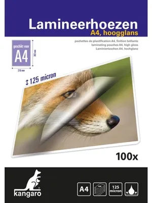 Obrázok produktu pre kangaro  K-16009  kangaro Laminierfolientasche, DIN A4, glänzend, 250 mic