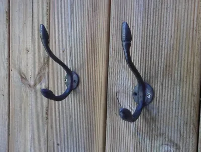 Produktbild von 2 Stück stabile Doppelhaken Garderobenhaken Wandhaken geschmiedet Natur