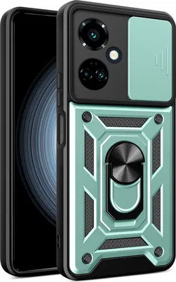 Produktbild von Hülle für Tecno Camon 19 mit Ring Ständer Halter Dia Kameraschutz TPU PC Hybrid Handyhülle Grün