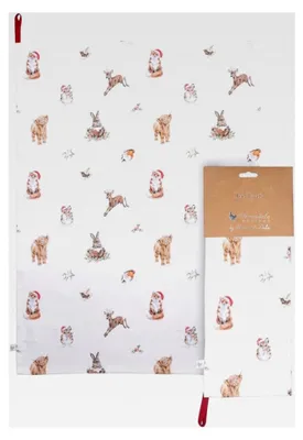 Produktbild von Geschirrtuch mit Motiven von Winterwaldtieren