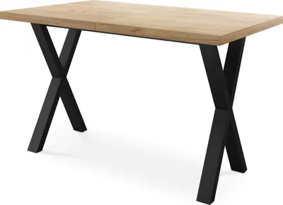 Produktbild von Rechteckiger Ausziehbarer Esstisch - Großer Modern-Stil Tisch mit schwarzen Metallbeinen 120 140 160 cm bis 220 240 260 cm - 140 x 80 cm - Craft Eiche