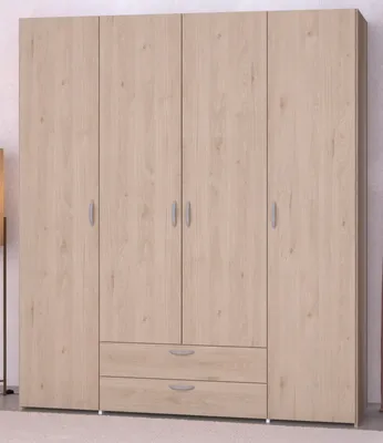 Produktbild von Kleiderschrank "Enjour" in Eiche Drehtürenschrank 4-türig 160 cm, 6 Wäschefächer