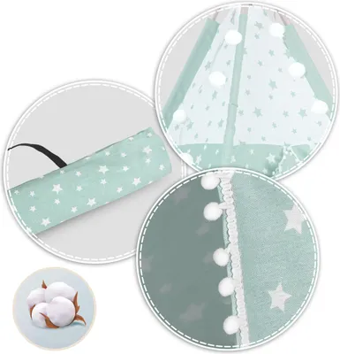 Produktbild von Nukido Kinderzelt mit Licht - mint mit Sternen