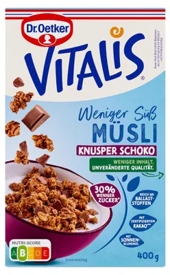 Immagine prodotto di Dr Oetker Vitalis Meno dolce - Confezione di cioccolato croccante 400g
