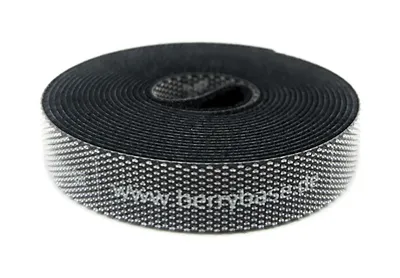 Produktbild von BerryBase Kabelbinder, Klettband mit Abschnittsmarkierungen, wiederverwendbar, 2 m, schwarz