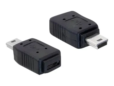Zdjęcie produktu dla DeLOCK Adapter USB mini/USB micro-B, USB mini M, micro-B FM, Czarny