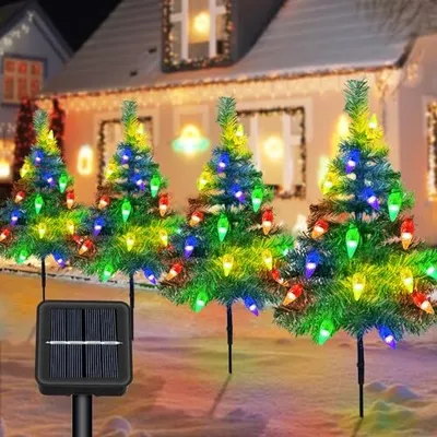 Produktbild von Solar -Weihnachtslichter im Freien, im Freien, Pack 4 Tree Feenlicht, Lichtgarten 80 C6 LED -Pfad