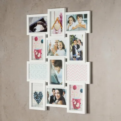 Produktbild von Bilderrahmen in weiß für 12 Bilder 3D Optik weiße Fotogalerie Collage