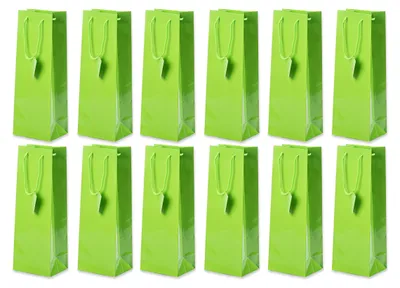 Produktbild von Flaschentüte Geschenktüten 12 Stück einfarbig Grün, Geburtstagsgeschenk, Tüten für Flaschen als Geschenk zu besonderen Anlässen, 12,5x9x35cm
