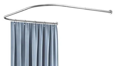 Obrázok produktu pre U-tvarná závesná tyč na záclony do sprchy – zakrivená, nerezová oceľ, 90–130 x 110 cm