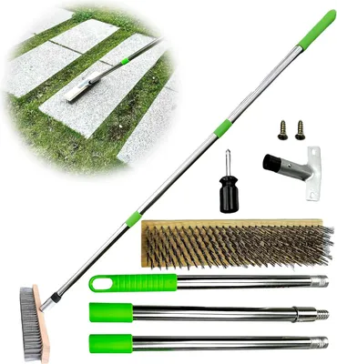 Produktbild von Drahtbesen mit Stiel 160 cm - Abnehmbarer Stahlbesen für Moos, mit Stiel - Gartenbesen Drahtbürste Moosentferner für Pflastersteine und Terrassen