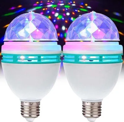 Image de Lot de 2 lampes de fête LED RGB E27 avec boule disco rotative à 360°