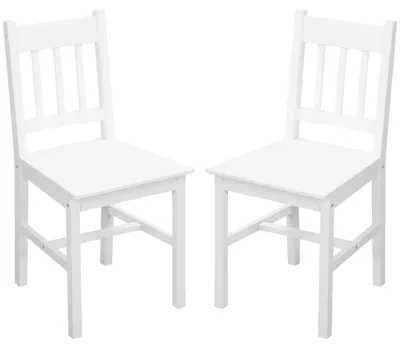 Productafbeelding van Sweiko set van 2 eetkamerstoelen/keukenstoelen, massief hout, 41 cm x 46,5 cm x 85,5 cm, wit