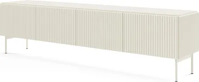 Productafbeelding van BETTSO Brede TV-kast met 4 deuren, model TUTTI, 195 cm – kasjmierkleur, modern TV-meubel met kleppen, geribbelde voorkant en push-to-open systeem