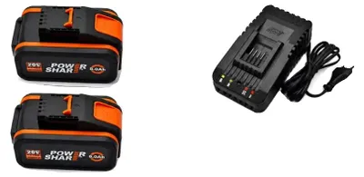 Productafbeelding van Batterij, 8000 mAh capaciteit, compatibel met 20V elektrische gereedschappen, Worx -8AhX2-1 oplader