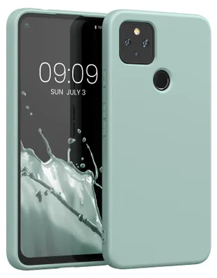 Produktbild von kwmobile Hülle kompatibel mit Google Pixel 4a 5G Hülle - gummierte TPU Silikon Handyhülle - Schutzhülle für kabelloses Laden - Case in Cool Mint