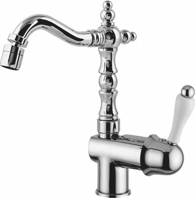 Produktbild von Casa Padrino Luxus Jugendstil Waschtisch Armatur Silber / Weiß H. 24 cm -  Italy