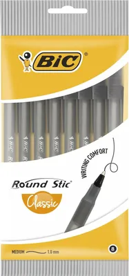 A package of BIC Round Stic Classic ballpoint pens.