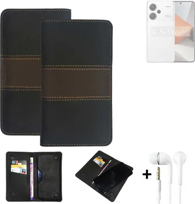 Produktbild von K-S-Trade Handyhülle + Kopfhörer kompatibel mit Xiaomi Redmi Note 13 Pro+ Schutzhülle Walletcase Bookstyle Tasche Schutz Case Hülle Wallet Cover