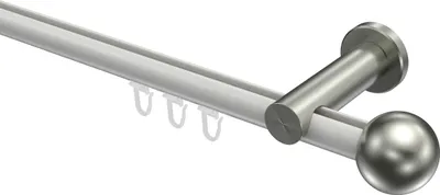 Produktbild von Interdeco Innenlaufstange / Gardinenstange mit Innenlauf Weiß / Edelstahl-Optik, Typ Platon Luino (Kugel), 20 mm Ø 1-läufig, 600 cm