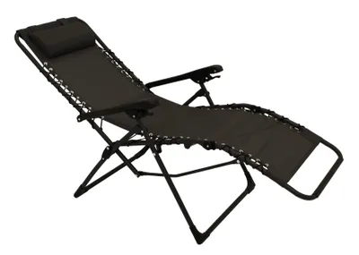 A black zero gravity chair on a white background.