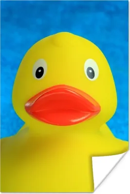 Produktbild von MuchoWow® Poster Gummi-Ente - Gelb - Blau 40x60 cm - Plakate für die Wand - Poster Babyzimmer