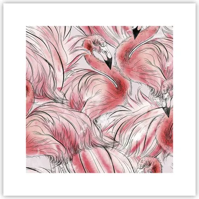 Produktbild von Poster - Poster ohne Rahmen - Flamingo Pink Exotik - 30x30 cm - Wand Bild - Wanddeko - Wandbilder - Kunstposter - Wandposter - Bilder - Kunstdruck - Wanddekoration - Wandbild - P2XAC30x30-5070