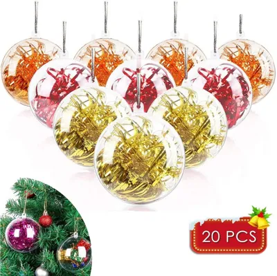 Produktbild von 20 transparente Weihnachtsdekorationen – 10 cm – Befüllbare Kugeln aus Acryl – Klare Weihnachtsbaumornamente – Weihnachtsbaumkugeln