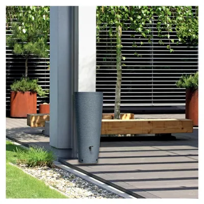 Produktbild von Regentonne 120 Liter mit Metallgewinde und Deckel - Frostsicherer Regenwasserbehälter aus Kunststoff - Wassertank für den Garten