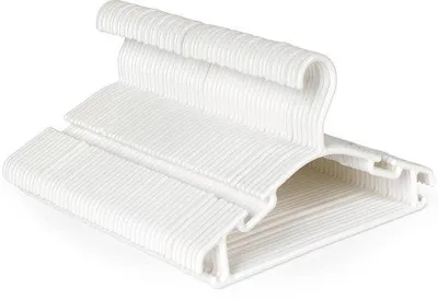 Produktbild von Ibenzoa® Kinderkleiderbügel 48er Set Weiß – aus Polypropylen, 27,5×15,5 cm mit Hosensteg & Antirutsch für Baby- und Kinderkleidung