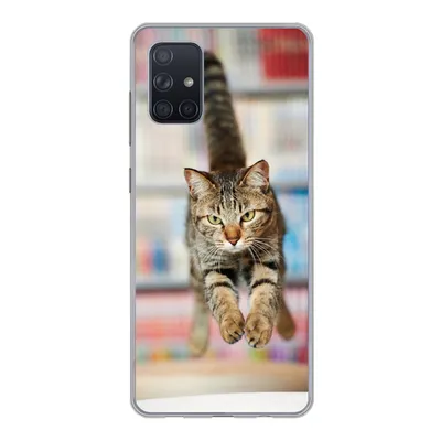 Produktbild von MuchoWow® Handyhülle Schutzhülle Hülle für Samsung Galaxy A51 Katze - Frühling - Stuhl Silikon Softcase Handy Hülle - Schutzabdeckung