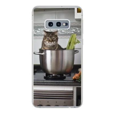 Produktbild von MuchoWow® Handyhülle Schutzhülle Hülle für Samsung Galaxy S10e Katze - Pfanne - Küche Silikon Softcase Handy Hülle - Handy
