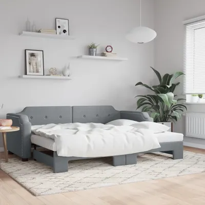 Image de Maison Exclusive - Canapé-lit convertible gris clair 90 x 200 cm, tissu
