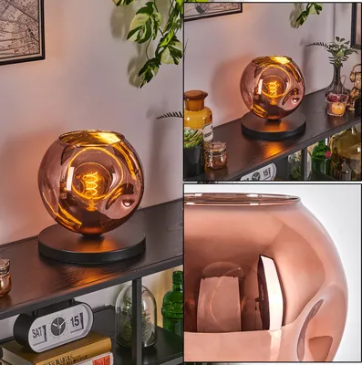 Produktbild von Villamare Tischlampe aus Metall/Glas in Schwarz/Kupferfarben