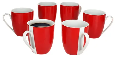 Obrázek produktu pro sada 6 červených hrnků na kávu Variant 350ml barevné porcelánové šálky 6 osob čaj