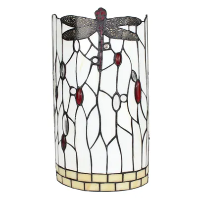 Immagine prodotto di Clayre & Eef Applique Tiffany 20x10x36 cm Bianco Nero Vetro Libellula
