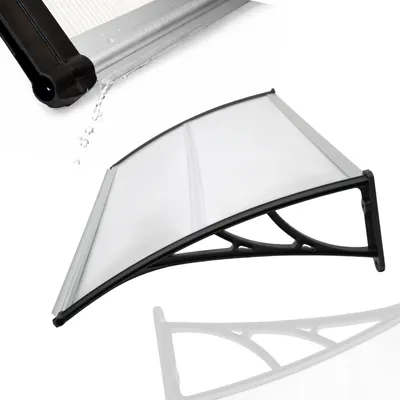 Zdjęcie produktu dla BECKE Daszek z Rynną 150x80 cm Clear Zadaszenie Nad Drzwi Wejściowe Poliwęglanowe