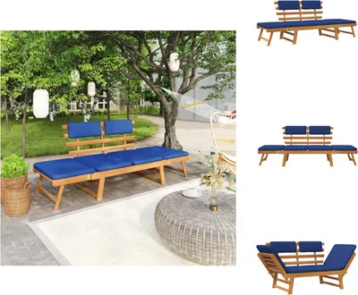 Image de vidaXL Banc de jardin avec coussins 2-en-1 190 cm bois massif acacia - Bancs de jardin