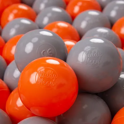 Produktbild von KiddyMoon 300 ∅ 7cm kinder bälle spielbälle für bällebad baby plastikbälle  eu, orange/grau