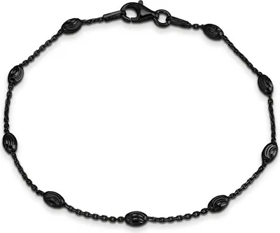 Produktbild von SilberDream Damen-Armband Ankerkette 925 Silber matt 18,5cm schwarz SDA2389S