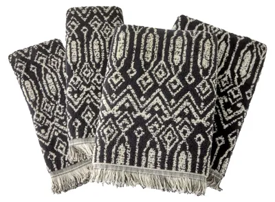 Badetuch-Set Nador, 4-teilig, schwarz, 100% Baumwolle