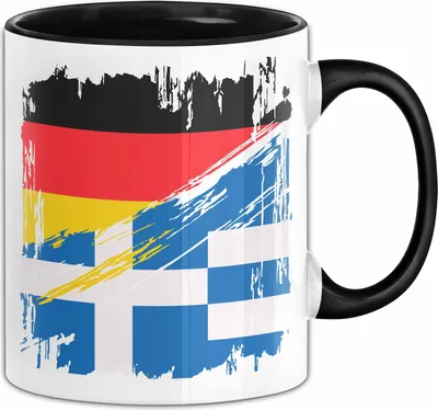 Produktbild von Griechenland Deutschland Flagge Halb Deutscher Halb Grieche Fußball Germany 2024 Europa Greece (Schwarz)
