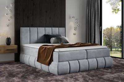 Obrázek produktu pro Designová čalouněná postel 200x200 VENY - šedá + topper