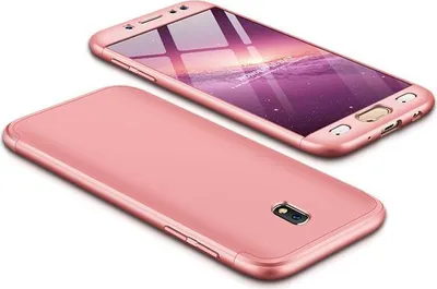 Produktbild von Hülle für Samsung Galaxy J3 (2017) 360 Grad Schutz mit Displayglas Bumper Cover Galaxy J3 Pro Farbe: Rosa