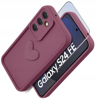 Obrázok produktu pre Silikónové matné puzdro s motívom srdca pre Samsung S24 FE + ochranné sklo na displej 9H