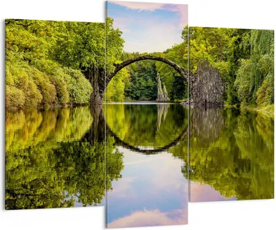 Produktbild von Bild auf Leinwand - Leinwandbild - Park Natur Wasser - 130x100cm - Wand Bild - Wanddeko - Leinwanddruck - Bilder - Kunstdruck - Wanddekoration - Leinwand bilder - Wandkunst - CB130x100-3902
