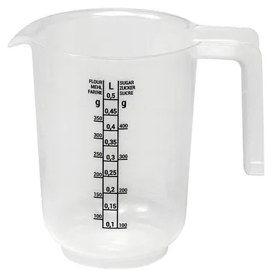 Produktbild von Messbecher 0,5l EUROHOME® – aus Kunststoff, 13x10x14cm – für Zucker, Mehl, Griess und Haferflocken
