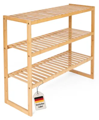 Obrázok produktu pre Stohovateľný stojan na topánky z bambusu s 3 úrovňami