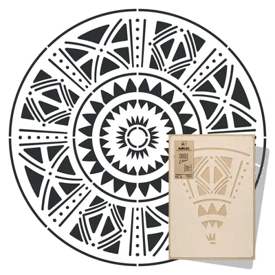 Produktbild von Mandala Große Malschablonen Durchmesser 157 cm, Afrikanisches Ethnisches Kreis Mandala Geometrisches Ornament, Wiederverwendbare Kunststoff Wandschablone DIY